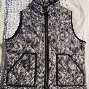 J. Crew Black and Cream Chevron Vest